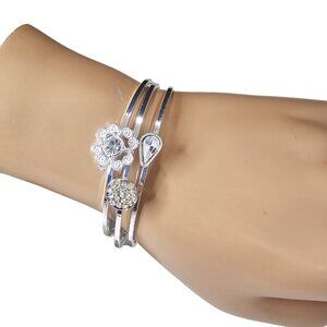 Vera Bradley Women's Silver Plated Trio Stackable Bracelets NWT